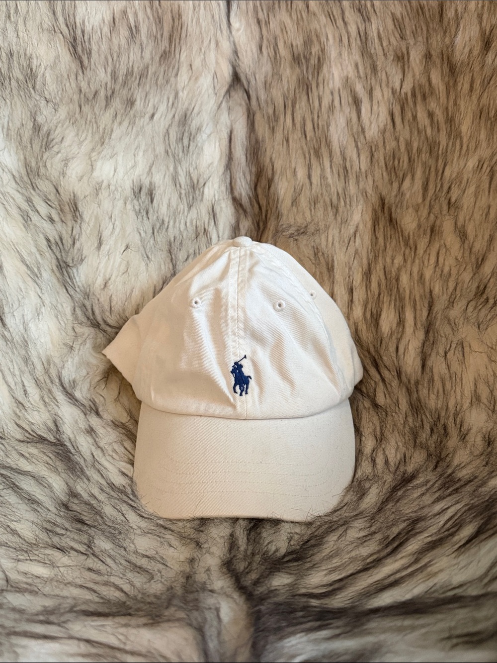 Ralph Lauren White Cap with Blue Polo Emblem